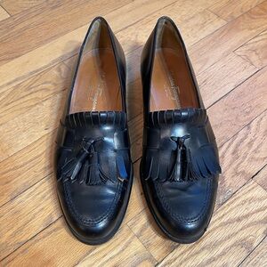 Salvatore Ferragamo Men’s Size 12 D Shoes Black Leather Loafers Slip On Tassel